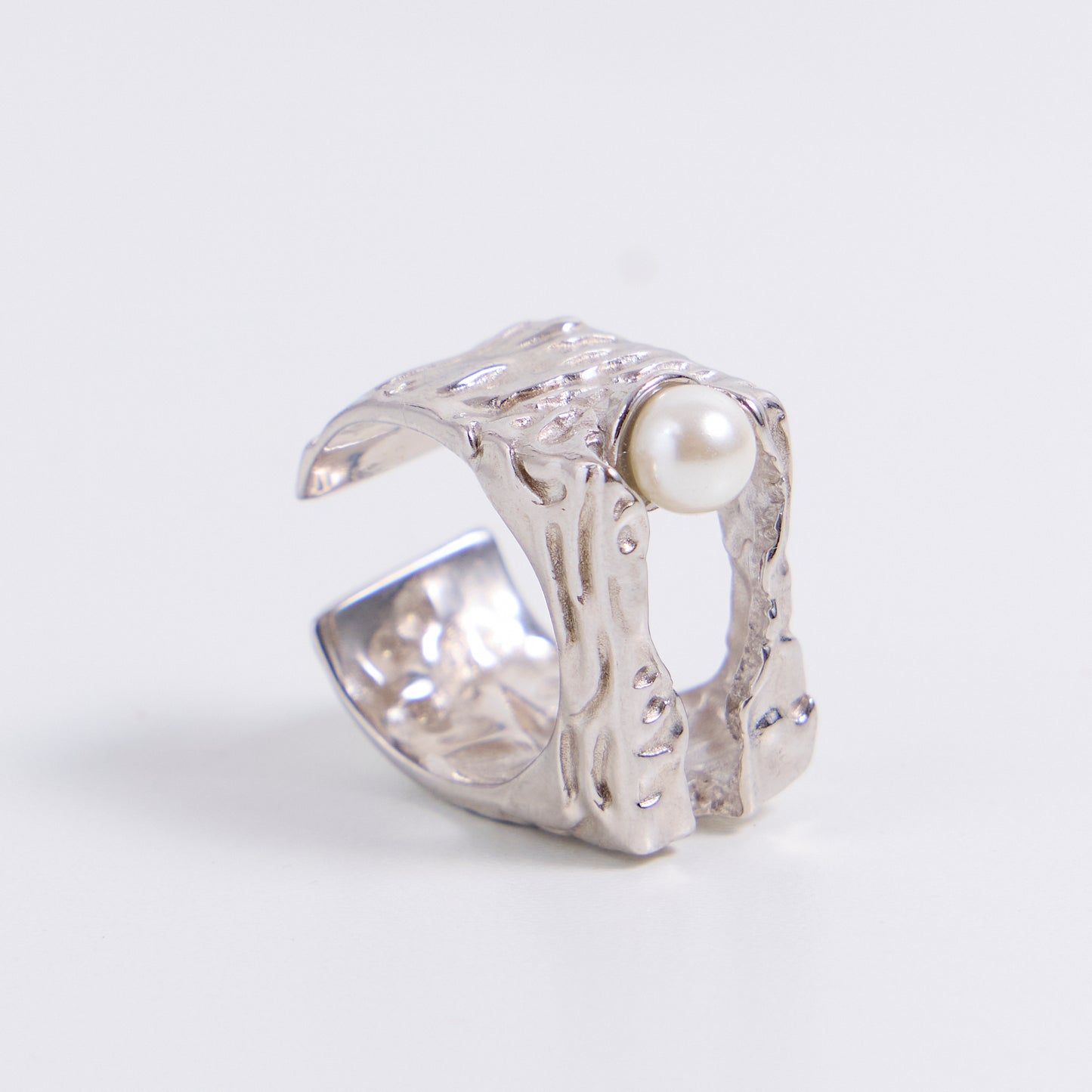 LARME DE PERLE SUR L'OCÉAN - Bague en Argent 925 avec Perle