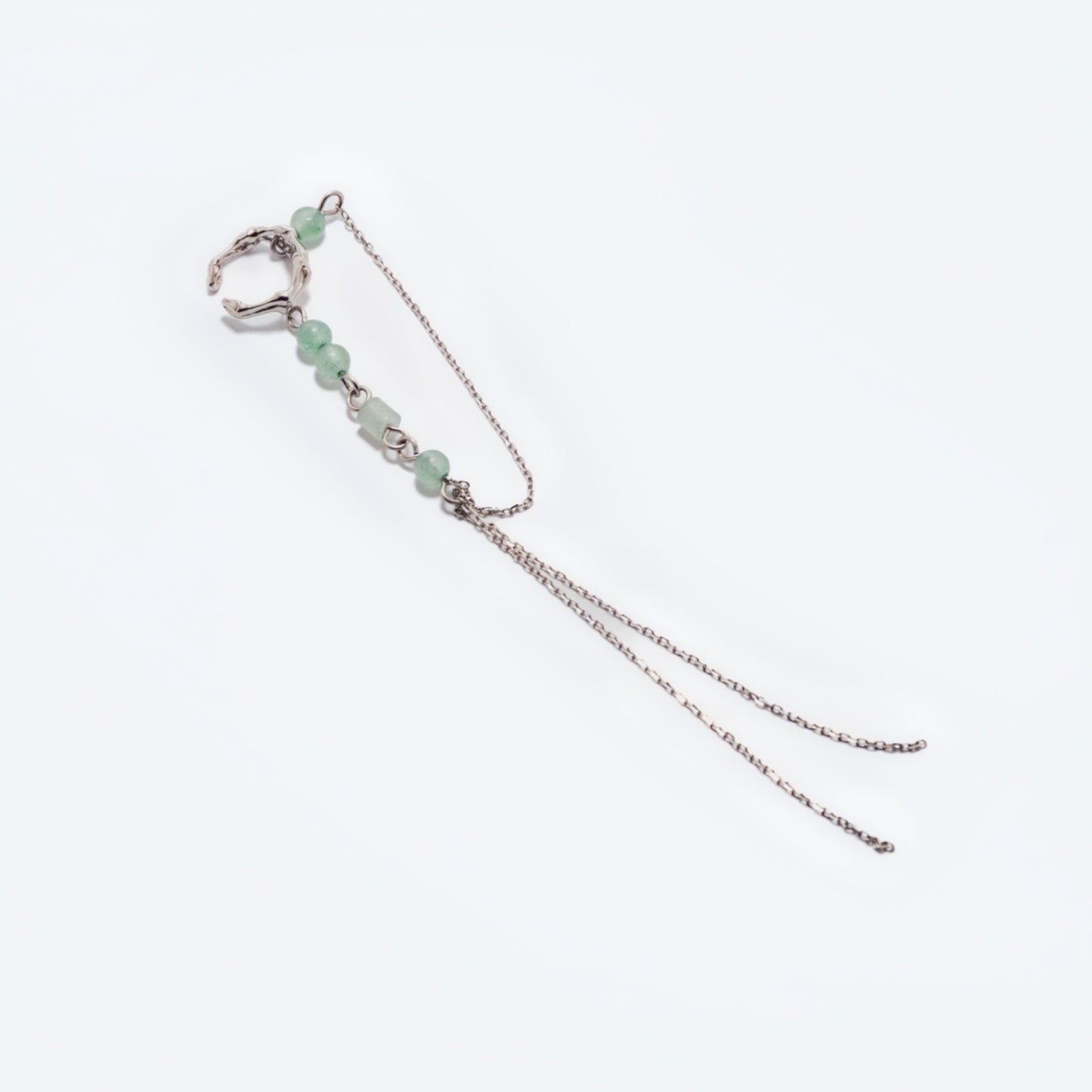 PRISME DE LA MÉLODIE DU BAMBOU - Manchette d'Oreille en Argent 925 avec Jade