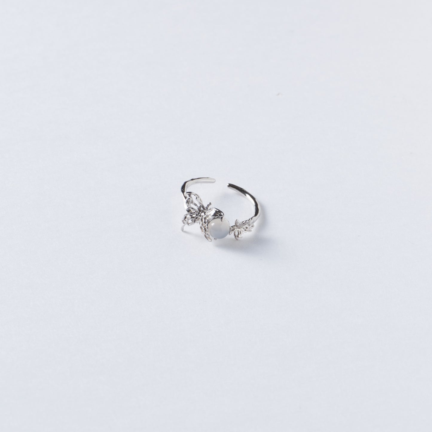 PAPILLON SUR LA FLEUR PARFUMÉE - Bague en Argent 925 avec Jade