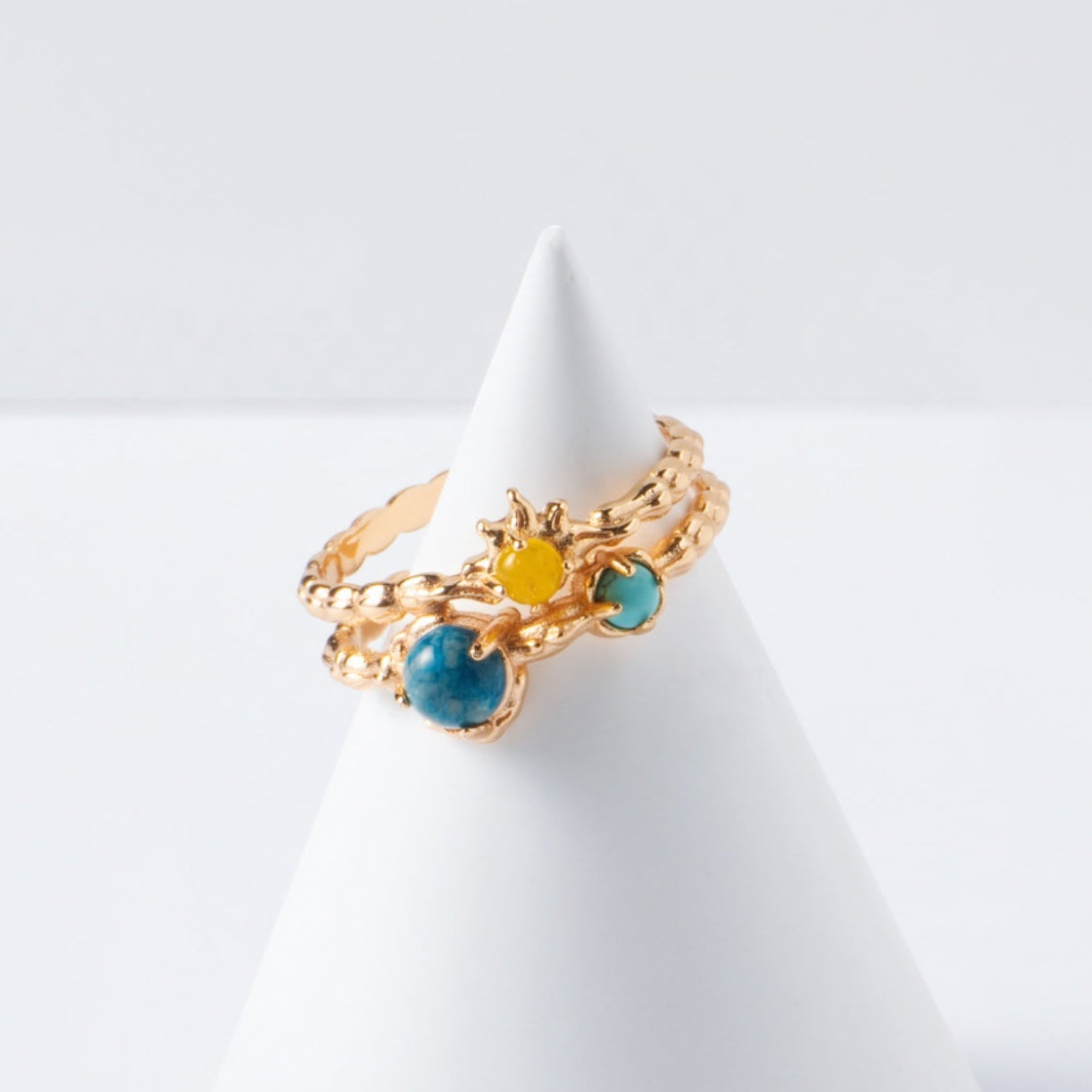 PERLES BRODANT LES NUAGES AZUR - Bague en Argent 925