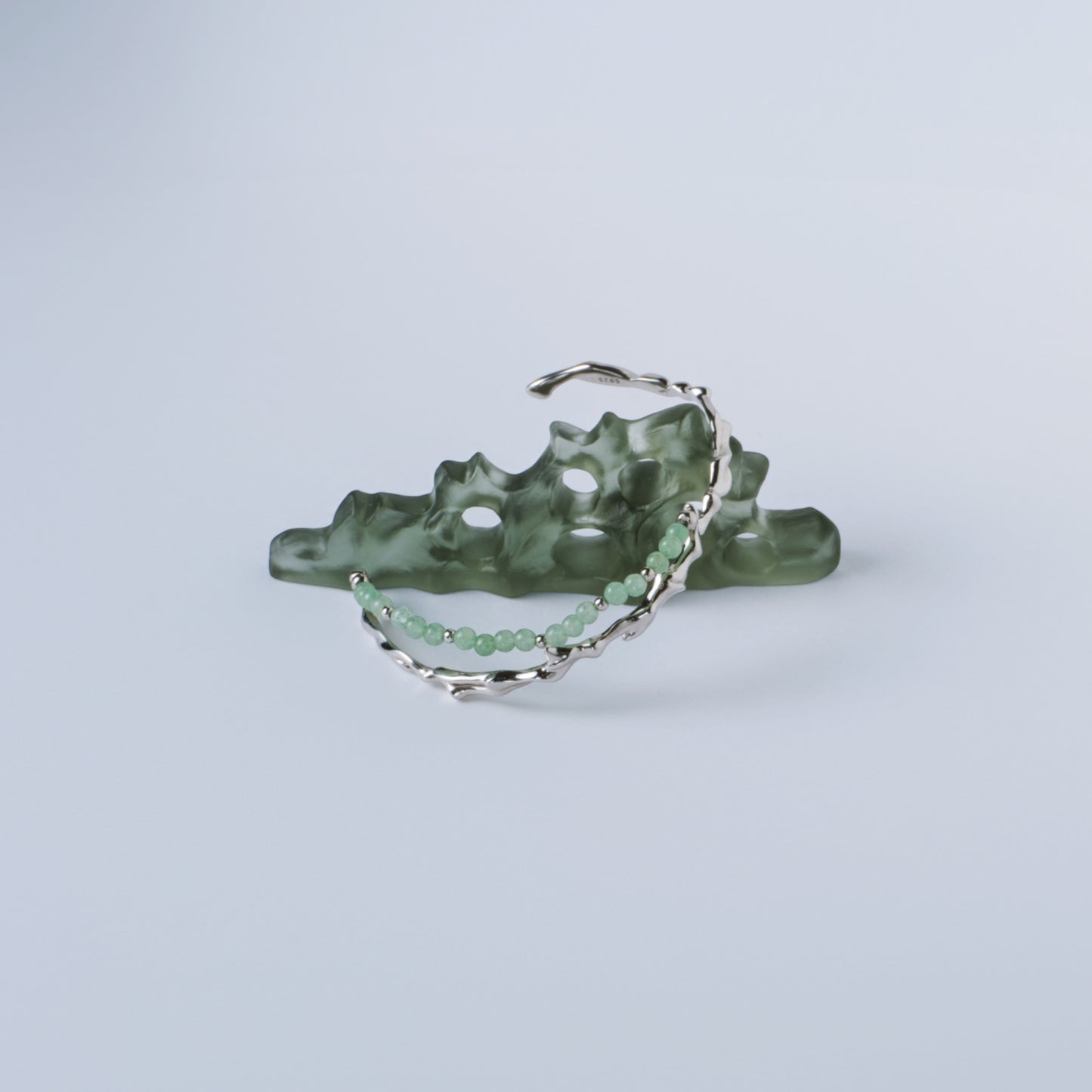 ARBRE DE JADE DANS LE VENT - Bracelet en Argent 925 avec Jade