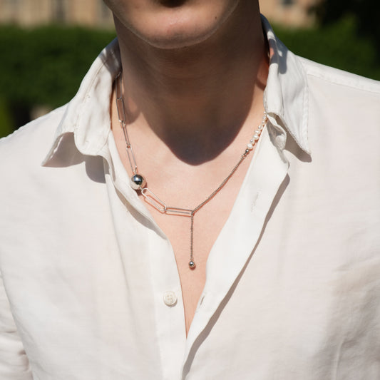 ETOILES TRAÇANT LEUR PARCOURS DANS L'ENCRE - Collier en Argent 925