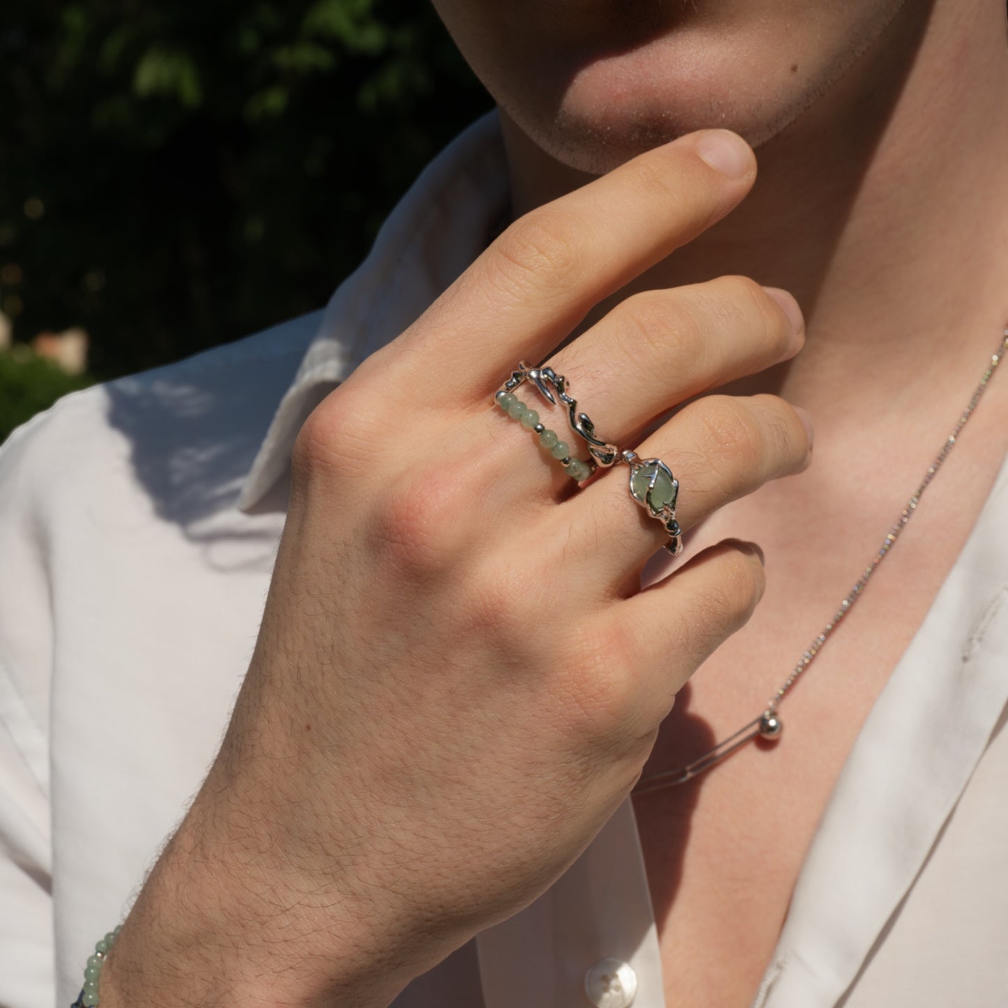 BAMBOU DANS LES BRAS - Bague en Argent 925 avec Jade