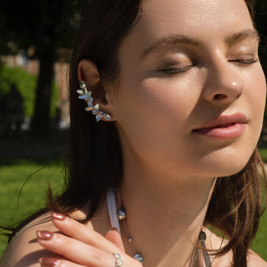FLEUR À L'OREILLE - Boucles d'Oreille en Argent 925