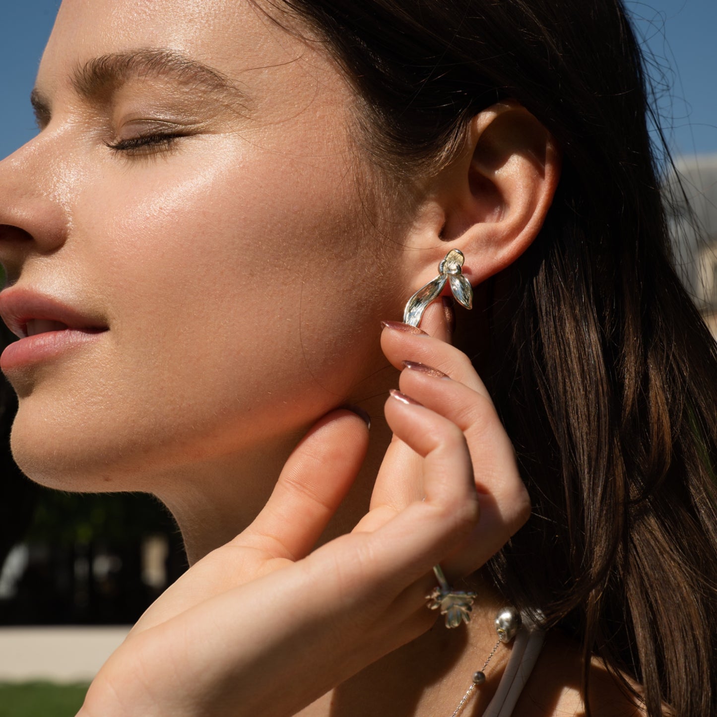 CŒUR D'ORCHIDÉE - Boucles d'Oreille en Argent 925