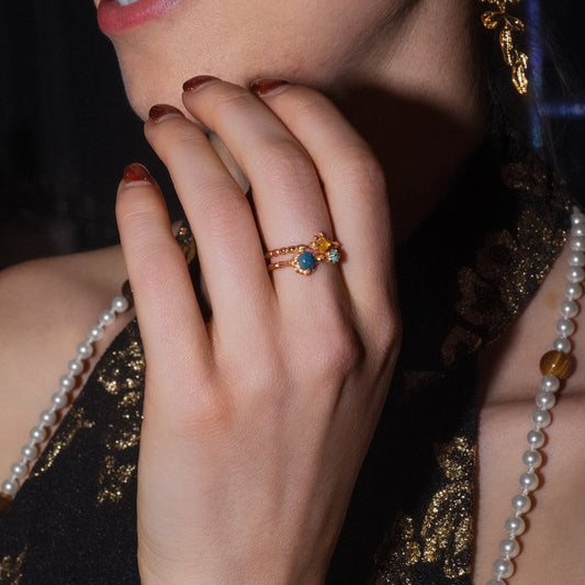 PERLES BRODANT LES NUAGES AZUR - Bague en Argent 925