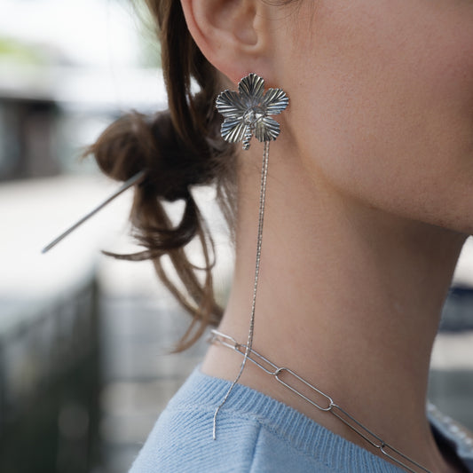 FLEUR D'HIBISCUS - Boucles d'oreille en Argent 925