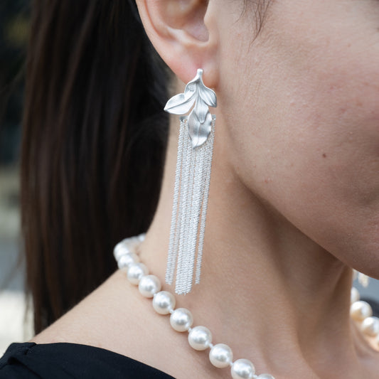 FEUILLE CALME SUR L'EAU PROFONDE - Boucles d'Oreille en Argent 925