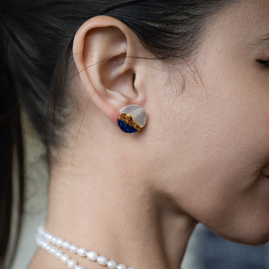 LUNE PLEINE SUR LA TOUR DE L'OUEST - Boucles d'Oreille avec des Perles