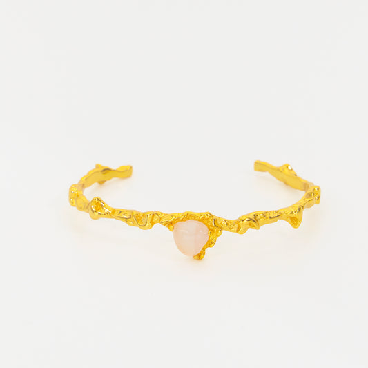 CAGE D'OR ET DE JADE - Bracelet en Argent 925 avec Jade et plaqué Or 18 carats