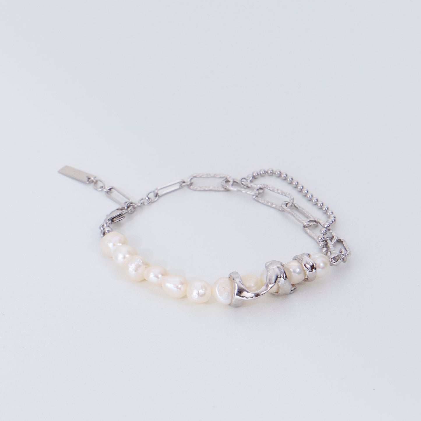 ROSÉE DE PERLES SUR ARGENT BRISÉ - Bracelet en Argent 925 avec Perles d'eau douce naturelles