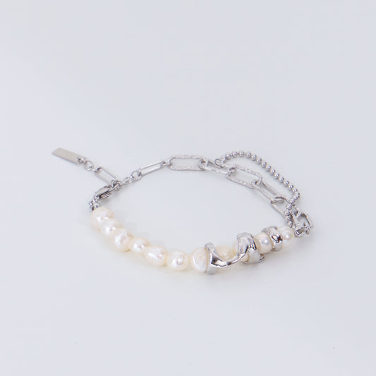 ROSÉE DE PERLES SUR ARGENT BRISÉ - Bracelet en Argent 925 avec Perles d'eau douce naturelles