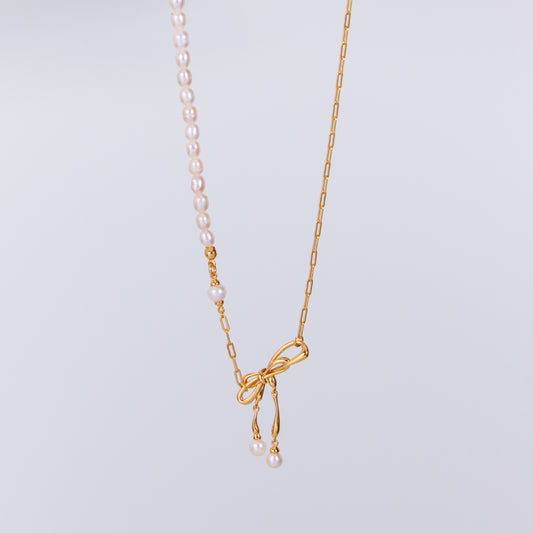 MESSAGER AUX AILES D'OR - Collier en Argent 925 avec Perles plaqué Or