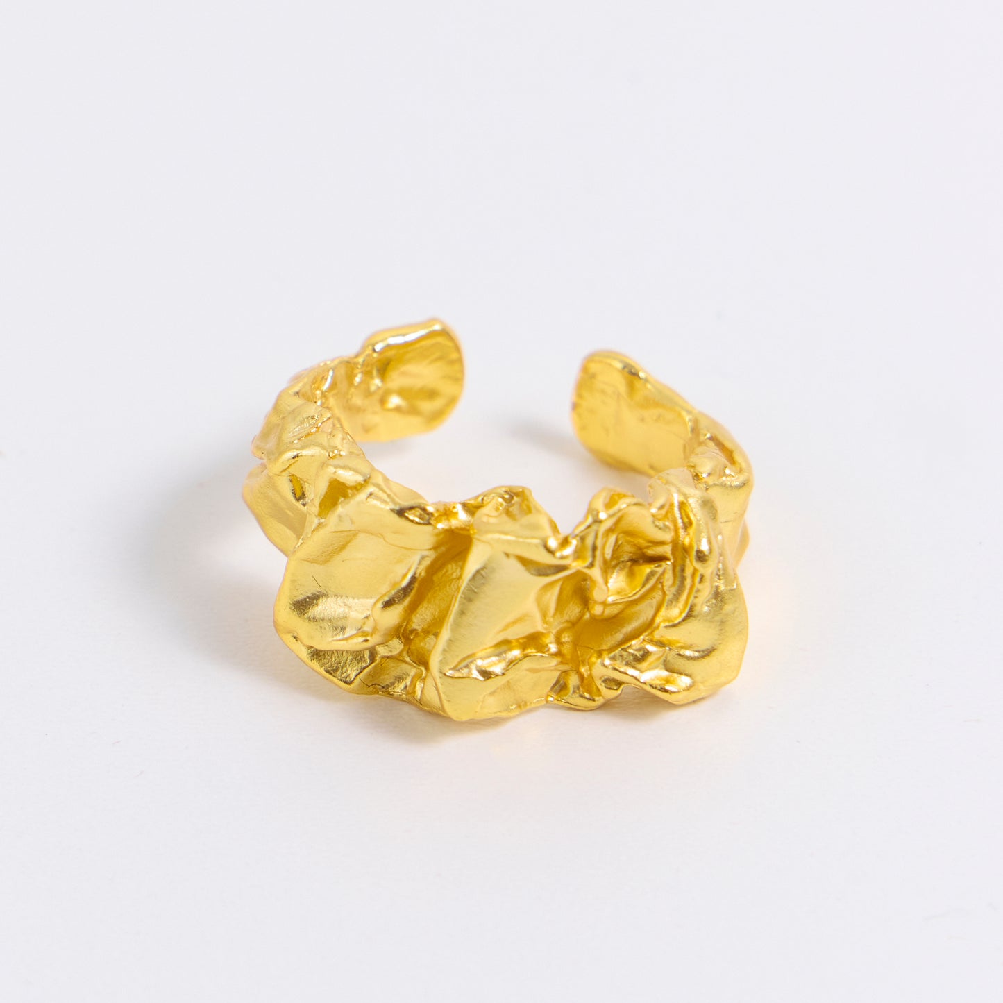 SOLEIL PLISSÉ - Bague en argent 925 plaqué Or 18 carats