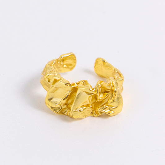 SOLEIL PLISSÉ - Bague en argent 925 plaqué Or 18 carats