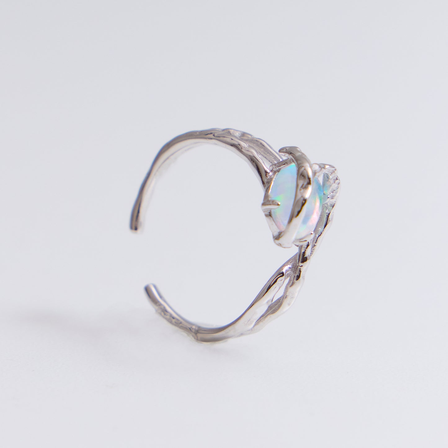 RIVIÈRE DE LUMIÈRE FUGITIVE - Bague en Argent 925 avec Opale