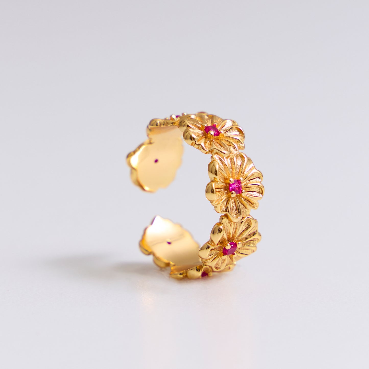 CHRYSANTHÈME DE LA HAIE ORIENTALE - Bague en Argent 925 avec Zircon plaqué Or