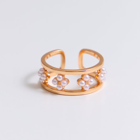 UNION BÉNIE DES PERLES - Bague en Argent 925 avec Perles plaqué Or