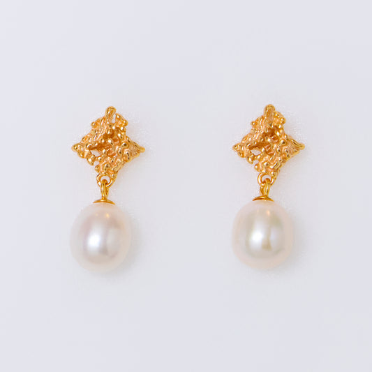 JOYAUX DE L'EMPEREUR - Boucles d'oreilles en Argent 925 avec Perle plaqué Or