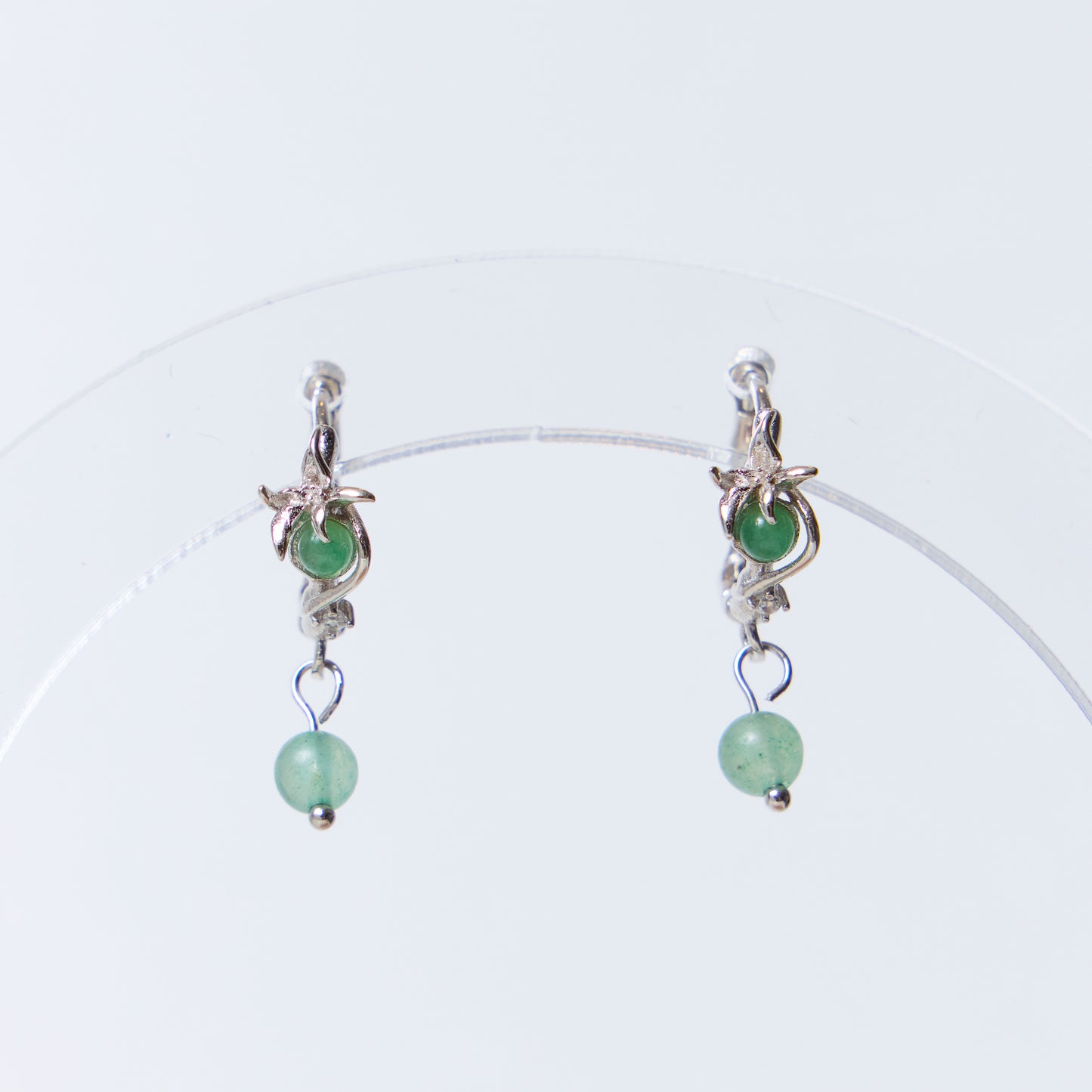 BRANCHE D'ARGENT À FEUILLES DE JADE - Boucles d'oreilles en Argent 925 avec Jade