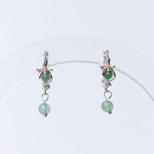 BRANCHE D'ARGENT À FEUILLES DE JADE - Boucles d'oreilles en Argent 925 avec Jade