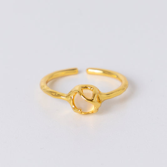 LUNE FIGÉE DANS LE SÈVE LUMINEUSE - Bague en Argent 925 avec Jade