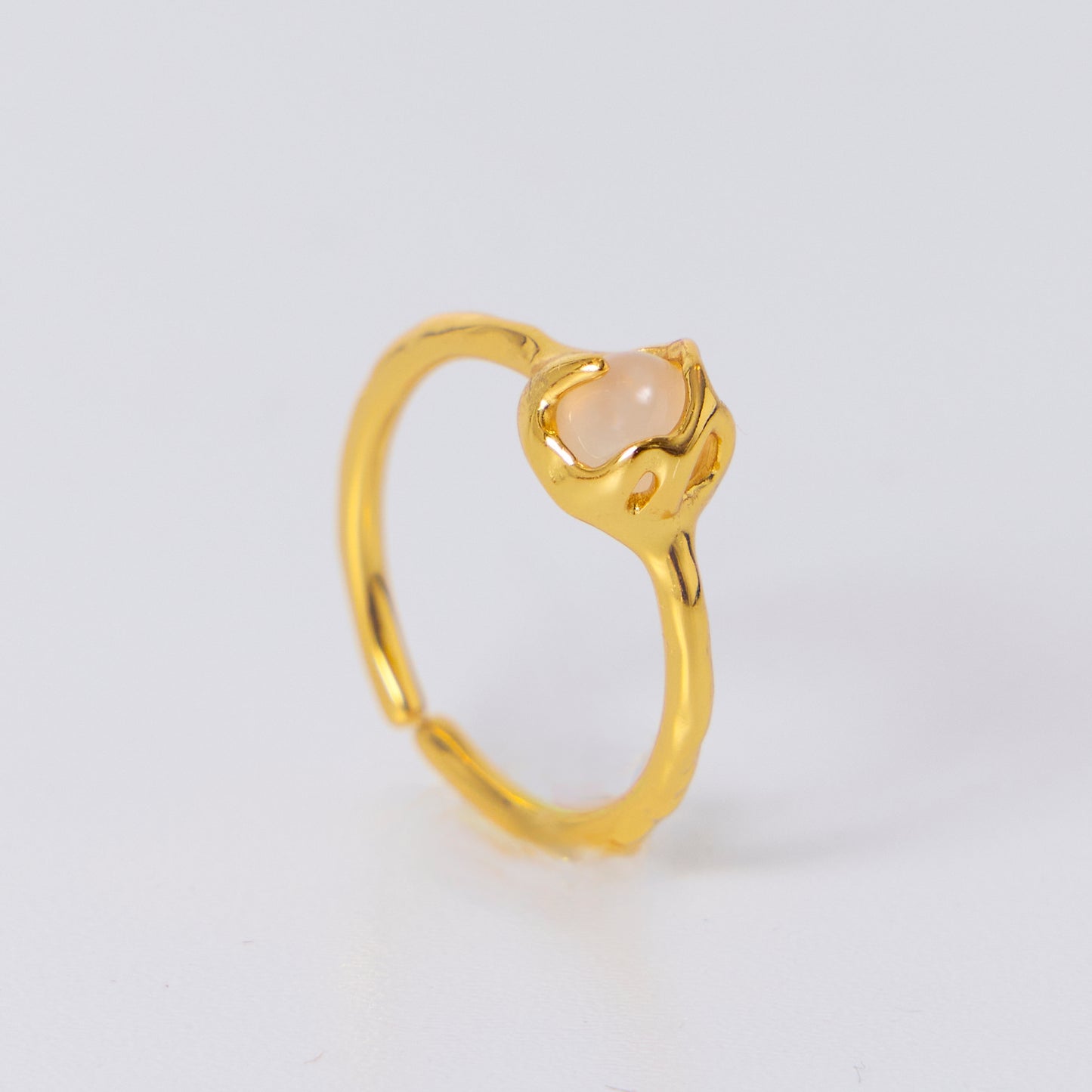 LUNE FIGÉE DANS LE SÈVE LUMINEUSE - Bague en Argent 925 avec Jade