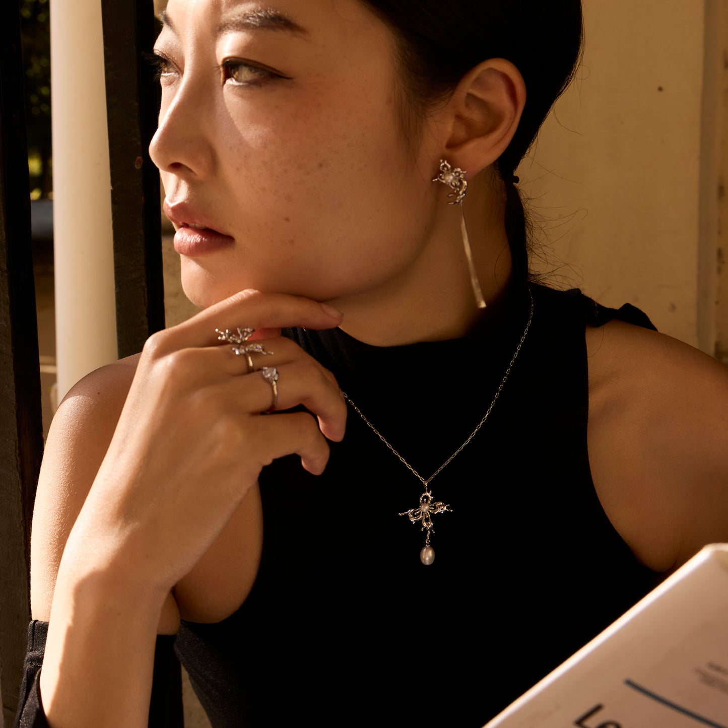 PAPILLON DE FIN DE PRINTEMPS - Collier en Argent 925 avec Perle