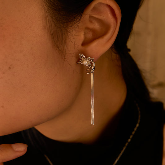 DANSE RUYI - Boucles d'oreilles en Argent 925 avec Perle