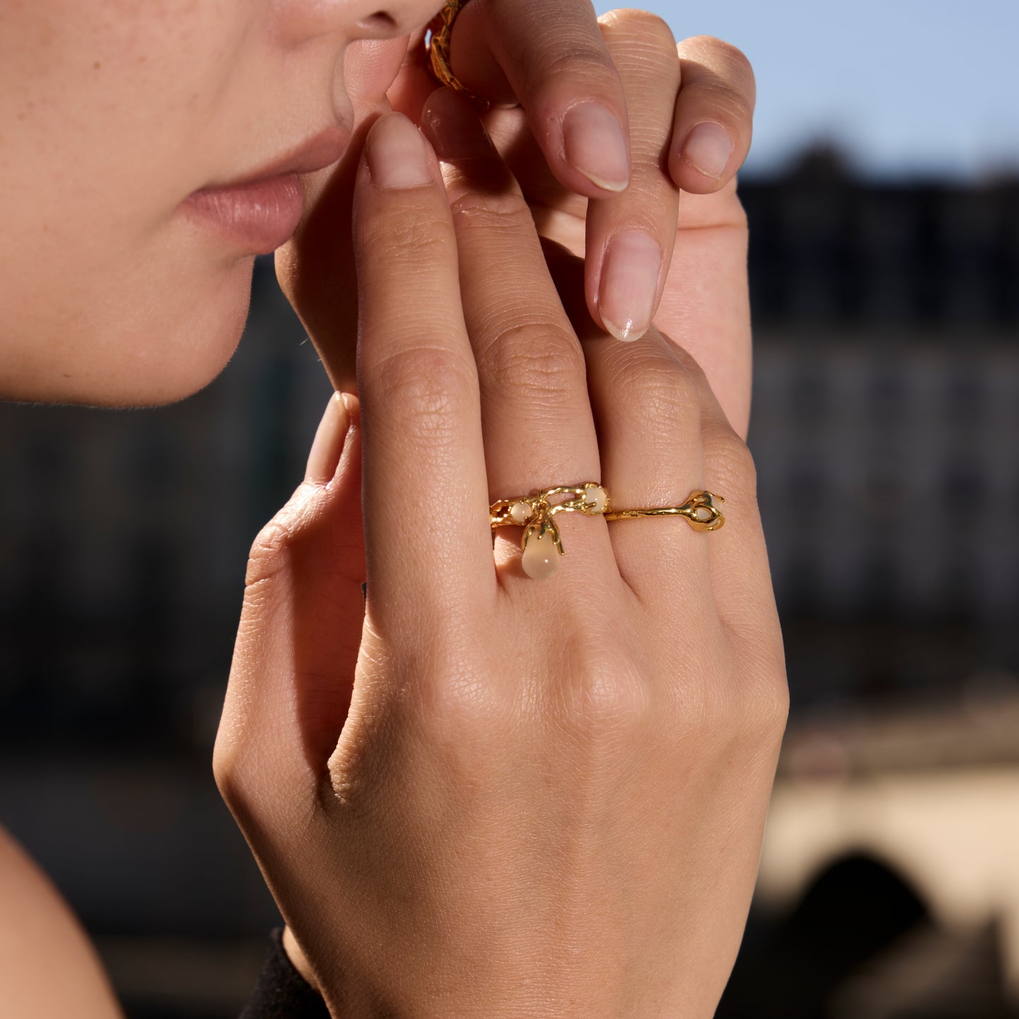 LUNE FIGÉE DANS LE SÈVE LUMINEUSE - Bague en Argent 925 avec Jade