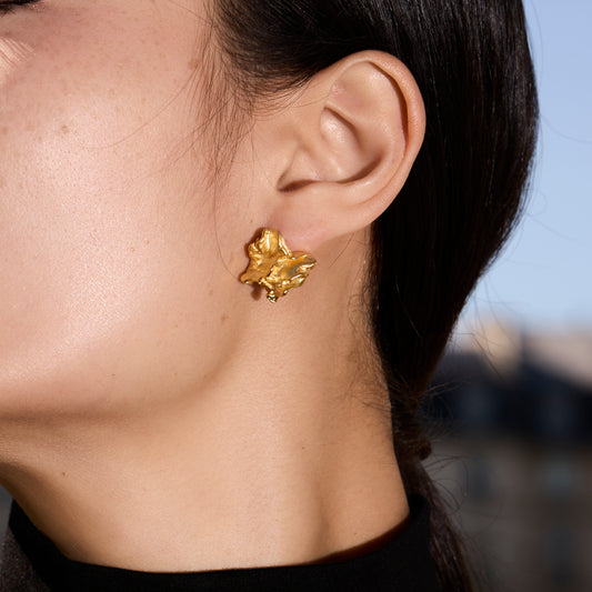 RIDEAU D'OR - Boucles d'oreilles en Argent 925 plaqué Or 18 carats