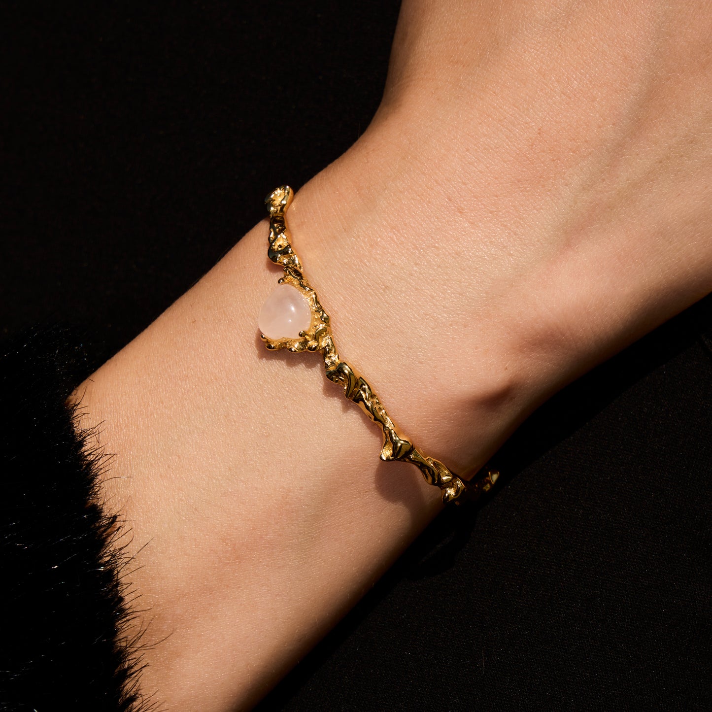 CAGE D'OR ET DE JADE - Bracelet en Argent 925 avec Jade et plaqué Or 18 carats