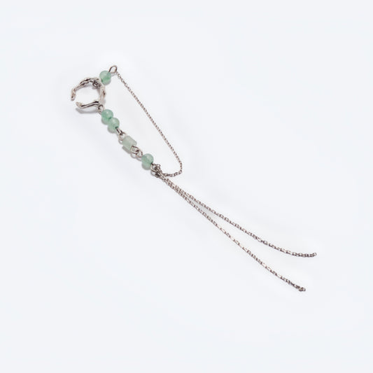 PRISME DE LA MÉLODIE DU BAMBOU - Manchette d'Oreille en Argent 925 avec Jade