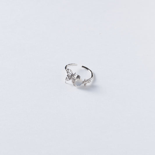 PAPILLON SUR LA FLEUR PARFUMÉE - Bague en Argent 925 avec Jade