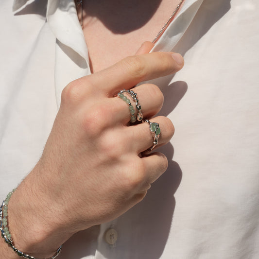 BAMBOU DANS LES BRAS - Bague en Argent 925 avec Jade