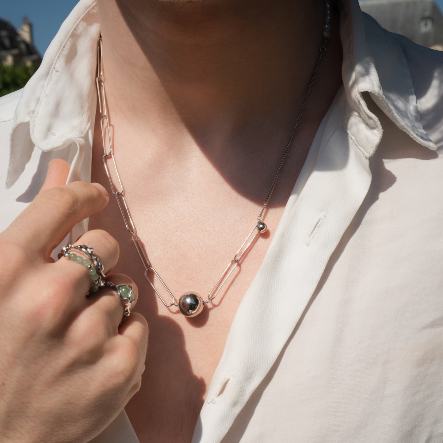 ETOILES TRAÇANT LEUR PARCOURS DANS L'ENCRE - Collier en Argent 925