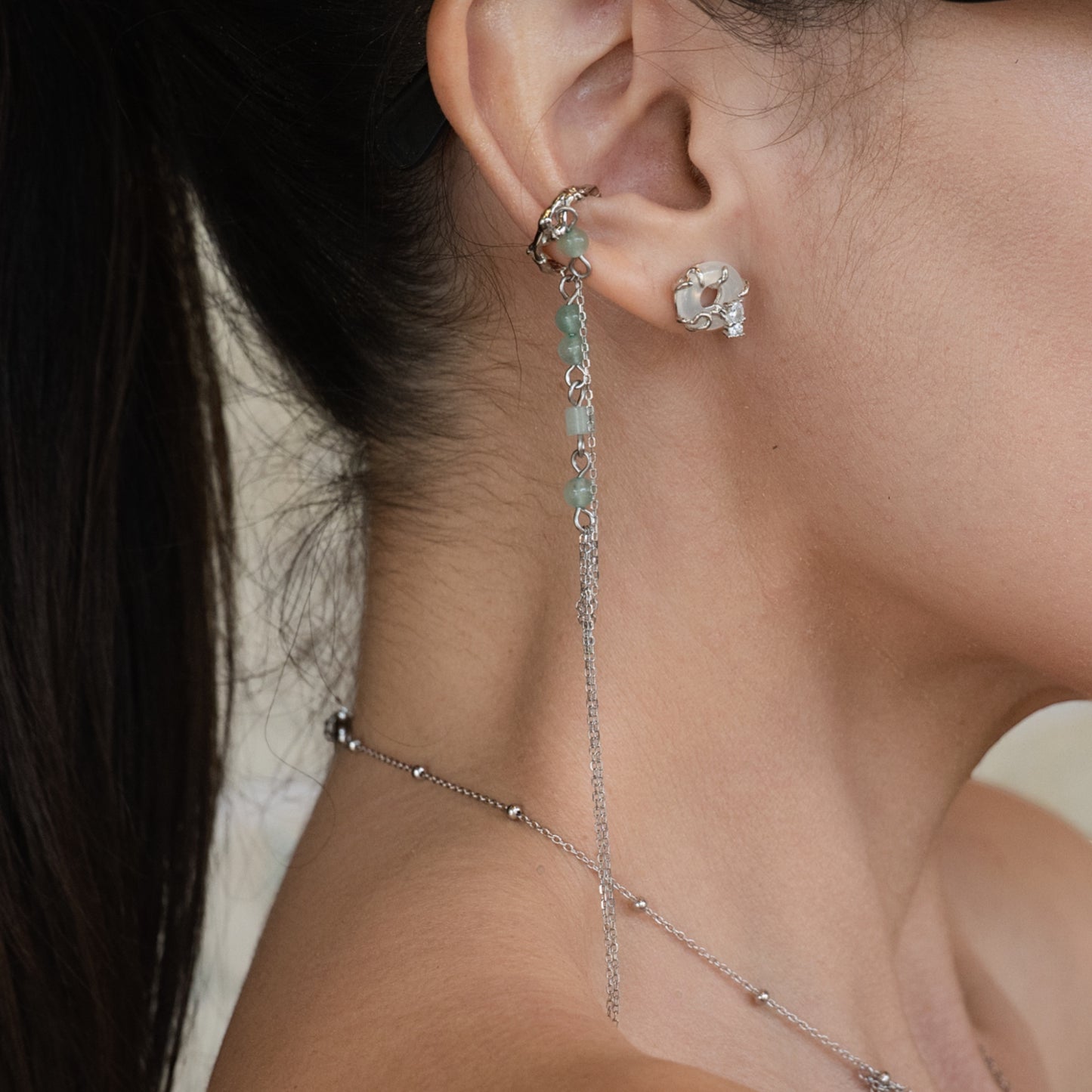 BOUCLE DE PAIX - Boucles d'Oreille en Argent 925 avec Jade